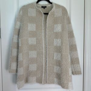 Cream Textured Knit Cardigan